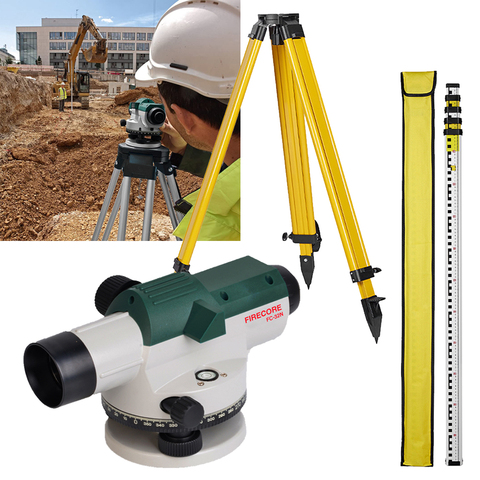 FIRECORE 32X Automatic Optical Level +Tower Ruler +Tripod Accurate Levelling Height/Distance/Angle Measuring Tool ► Photo 1/6