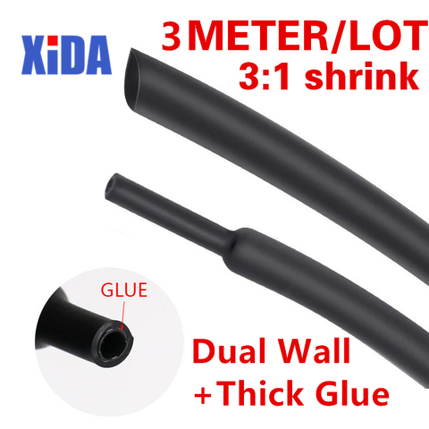 3M/lots 3:1 Heat Shrink Tube with Glue Dual Wall Tubing Diameter 1.6/2.4/3.2/4.8/6.4/7.9/9.5/12.7mm Adhesive Lined Sleeve Wrap ► Photo 1/6