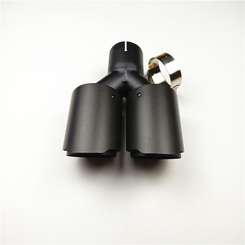 1 Pcs Double Tailpipe Full Matte Muffler Tip Carbon Fiber Exhaust Pipe Fit For All Cars Stainless Steel Car back Nozzles ► Photo 1/6