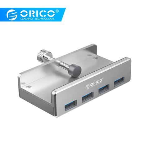 ORICO USB Hub MH4PU Aluminum 4 Ports usb 3.0 Clip-type Hub For Desktop Laptop Clip Range 10-32mm With 150cm Date Cable Silver ► Photo 1/6