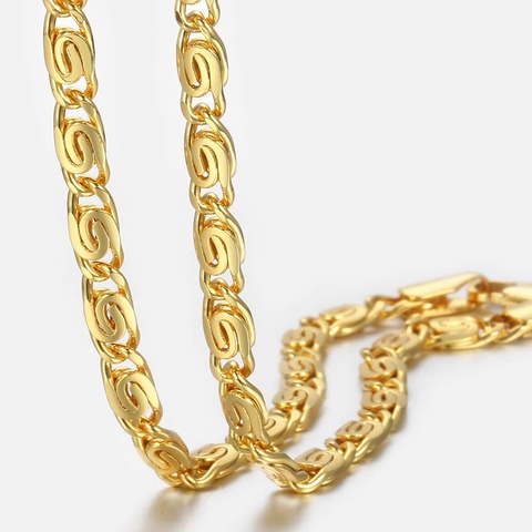 Fashion Gold Necklace for Women Men Snail Link Chain Necklace Wholesale Neck jewelry Lobster Clasp 2styles 4.5mm/4mm GN302 ► Photo 1/6
