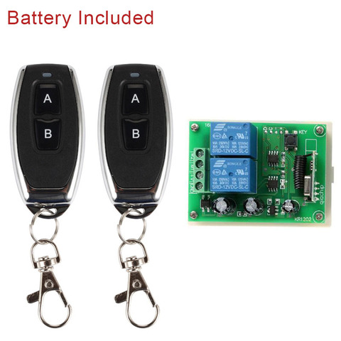 QIACHIP 433Mhz Universal Wireless Remote Control Switch DC 12V 2CH RF Relay Receiver Module + 2 CH RF 433 Mhz Remote Transmitter ► Photo 1/6