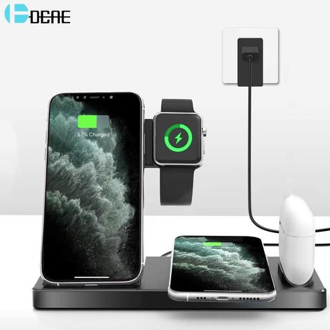 DCAE 4 in 1 Fast 15W Wireless Charger Station Dock Charging Stand Pad For iPhone 12 11 XS XR X 8 Apple Watch 6 5 4 3 AirPods Pro ► Photo 1/6