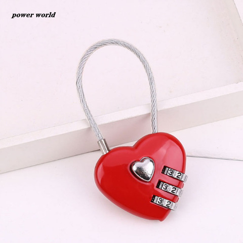 Zinc alloy wire rope password lock mini Love Heart Shape password padlock travel luggage package password lock ► Photo 1/4