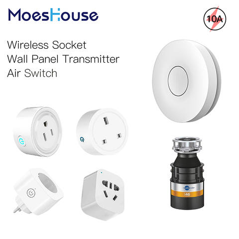 Wireless Socket Self-powered Air Switch Food Residues Garbage Disposal Appliances Fan TV 10A Remote Control No Drilling No Pipe ► Photo 1/6