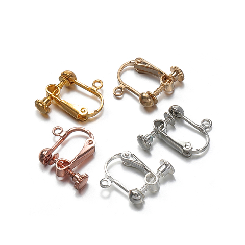 MINGXUAN 10pcs 14x17mm Vintage Copper Plated Screw Ear Clip Base Setting,Ear Plug Earring Studs Cameo, DIY Jewelry Findings ► Photo 1/6