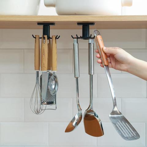 Kitchen Rotary Hook Wall Mounted Kitchenware Storage Rack Accessories cabinet organizer hook up storage rack Spoon Hanger ► Photo 1/6