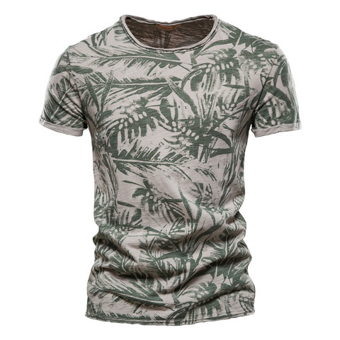 NEGIZBER 2022 Hawaii Style 100% Cotton T-Shirt Men O-neck Print Shirt Men Casual Men Clothing Summer High Quality Men's T Shirts ► Photo 1/6