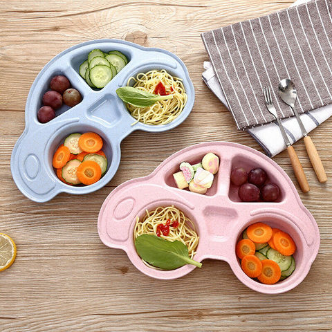 Toddler Infant Baby Dishes Cartoon Car Shape plate Environmentally Separated Child Food Plates Kids Dinnerware Tableware Tray ► Photo 1/6