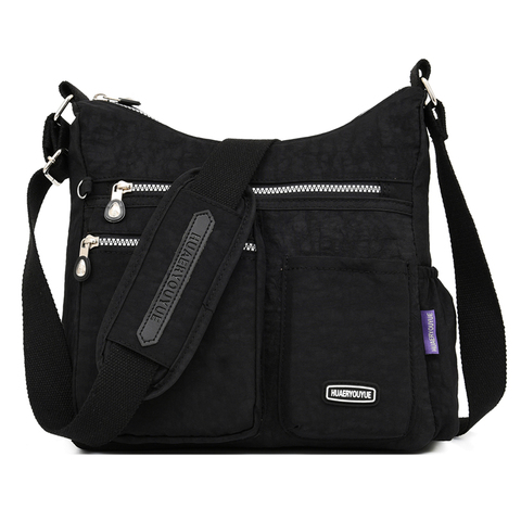 Fashion Women Nylon Shoulder Bags Multi Zipper Pocket  Messenger Bags Waterproof Crossbody Bag Top-handle Satchel Handbag Tote ► Photo 1/6