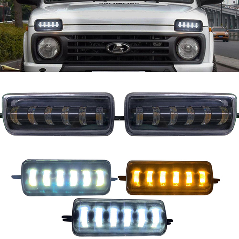 For LADA NIVA 4X4 2121 URBAN Headlight Daytime DRL RUNNING LIGHT AND TAIL LED LIGHT KIT Smoked ► Photo 1/6