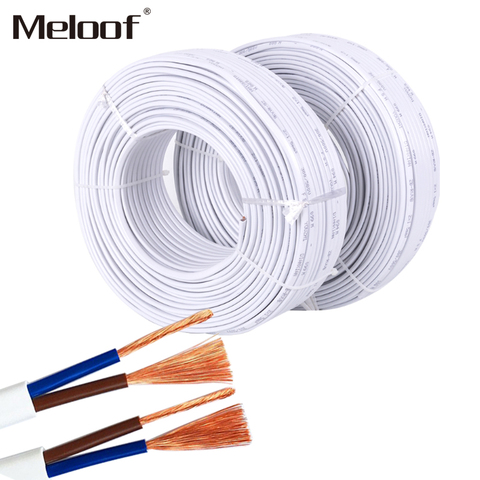 10m power cord / 2 core / flat sheathed cable 2X0.75 mm2 square / pure copper wire Pins Copper Wire Conductor Electric RVV Cable ► Photo 1/6