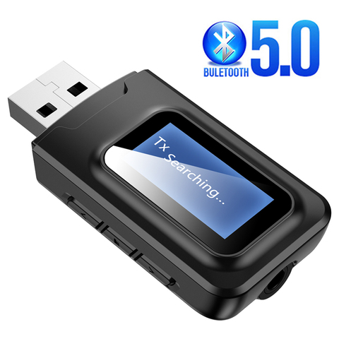 Bluetooth 5.0 Receiver Transmitter LCD Display 3.5 3.5mm AUX Jack 2In1 USB Bluetooth Dongle Wireless Audio Adapter for Car PC TV ► Photo 1/6