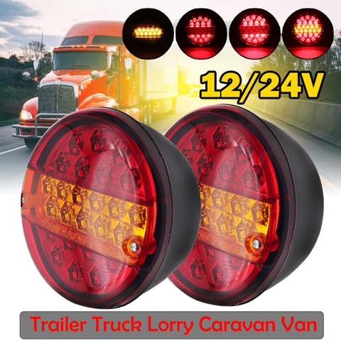 2x 20LED Universial Car Tail Trailer Lights Truck Caravan Taillight Rear Brake Stop Indicate Turn Signal Lamp Round led 12V/24V ► Photo 1/6