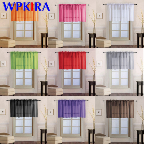 2 PCS Rod pocket Rainbow Half Curtain for Living room Transparent Sheer Tulle Short Curtain for Kitchen Door Small Window WP184 ► Photo 1/6