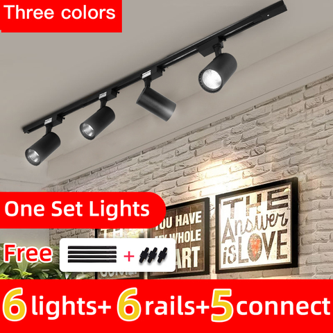 Whole Set Led Track Light 12/20/30/40W COB Track Lights Aluminum Rails Track lighting Fixture For Clothing Shop Living Room Home ► Photo 1/6