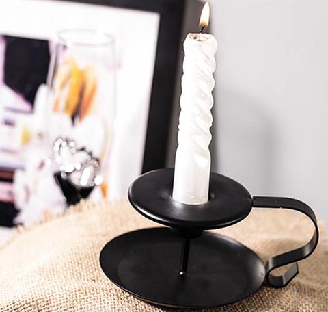 Iron European Style Candlestick Stand Candle Holder Vintage Retro Style Classic Look Candle Holder Matte Black for Wedding ► Photo 1/5
