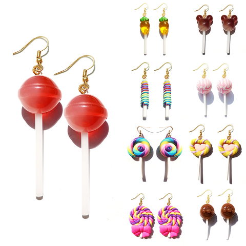 Earring For Women Resin Lollipop Drop Earrings Children Jewelry Custom Made Handmade Cute Girls Cotton Candy Gift ► Photo 1/6