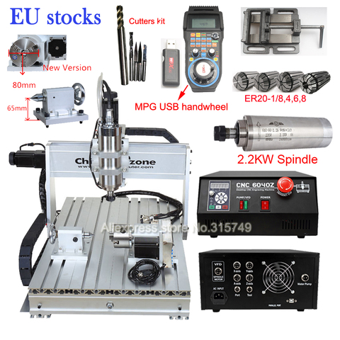 CNC 6040 USB Mach3 control 2.2KW 4axis CNC router CNC wood carving machine Woodworking Milling Engraver Machine with Cooling ► Photo 1/6