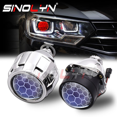 Sinolyn Headlight Lenses 2.5 Honeycomb Bixenon Lens HID Projector Devil Eyes Automobiles For H4 H7 Car Lights Accessories Tuning ► Photo 1/6