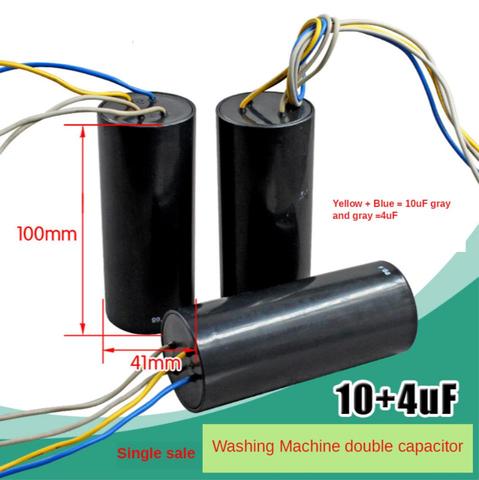 1pc  CBB60 10+4uf double capacitor 4-wire start capacitor double cylinder washing machine capacitor ► Photo 1/1