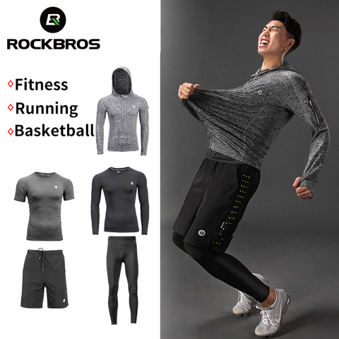 ROCKBROS Men's Sport Suits Running Sets Quick Dry Sweat-absorbent Sports Joggers Training Gym Fitness Tracksuits Running Sets ► Photo 1/6