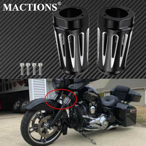 Motorcycle Front Fork Boot Slider Covers CNC Aluminum For Harley Touring Road King Street Electra Glide Trike Models 1980-2016 ► Photo 1/6