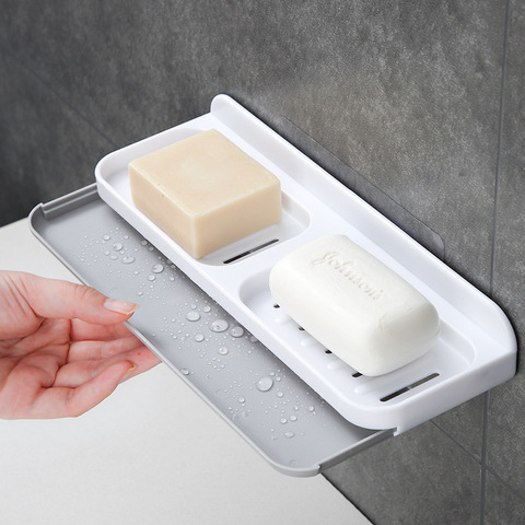 Drainage soap box wall hanging soap rack household plastic creative toilet double-layer soap holder without punching soap rack ► Photo 1/6