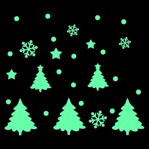 Glow in Dark Christmas Tree Happy New Year Luminous Snowflake Decorations Shop Window Glass Home DIY TV Background Wall Stickers ► Photo 1/6