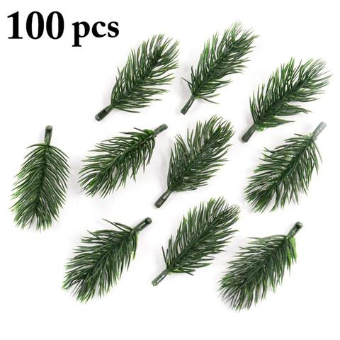 100pcs Pine Branches Artificial Fake Plant Artificial Flower Branch Christmas Party Decoration DIY Bouquet Gift Box Accessories ► Photo 1/6