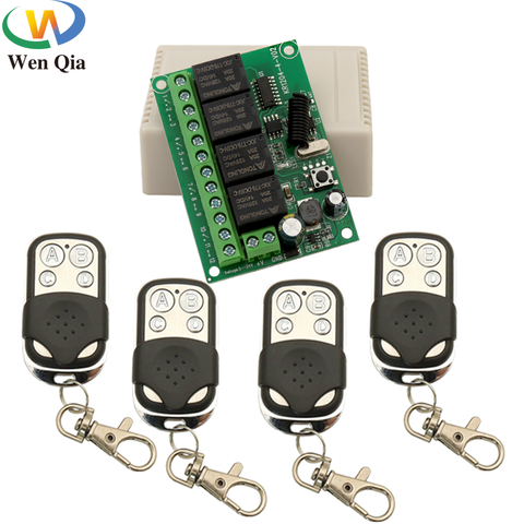 433MHz Universal Wireless Garage Remote Control Switch DC 6V 24V 30V 4CH 10A RF Relay Receiver Transmitter For Gate/Motor/Light ► Photo 1/6