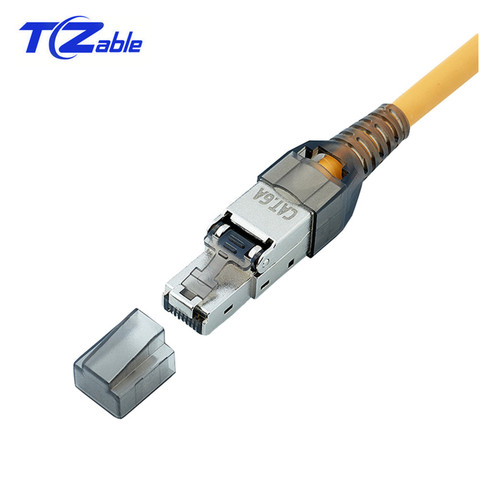 RJ45 Cat6A Eathernet Connector Lan RJ 45 Cat 6A Plug Zinc Alloy Metal Shield 8P8C Crystal Head Network Modular Plug Tool Free ► Photo 1/6