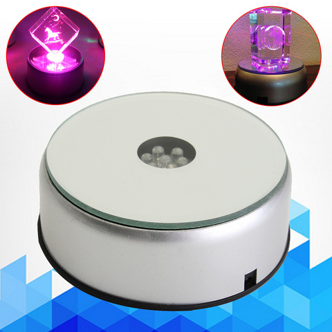 LED Colorful Luminous Base Light Laser Rotating Crystal Display Base Stand Holder with  US Adapter Glass Transparent Objects ► Photo 1/6