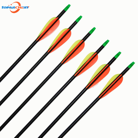 6pcs/pack 32 inch Target Practice Point Fiberglass Arrows for Compound Recurve Bow Hunting Archery Hunter Nocks with 3'' Fletch ► Photo 1/6