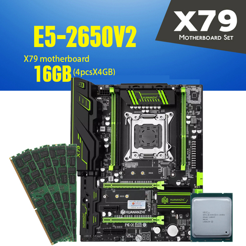 X79 motherboard set combo kit LGA 2011 Xeon E5 2650 V2 4x4GB=16GB 1333MHz DDR3 ECC REG memory USB3.0 M.2 ► Photo 1/6