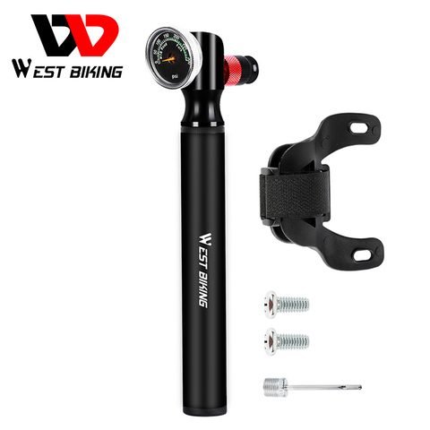 WEST BIKING Bike Fork Pump High Pressure Pump With Gauge MTB Road Bicycle Air Inflator Aluminum Alloy Cycling Hand Pump 300PSI ► Photo 1/6