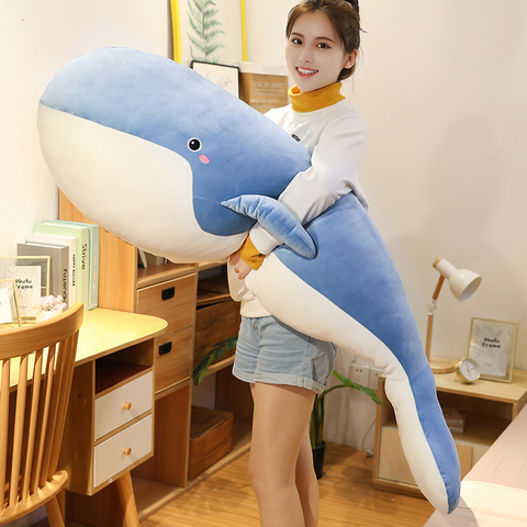 120cm Giant New Whale Plush Toys Big Soft Stuffed Sleeping Pillow Cute Sea Animal Fish Blue Shark Doll Kids Baby Birthday Gift ► Photo 1/6