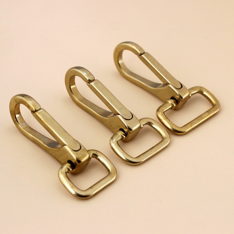 1 piece Solid brass snap hook swivel eye push gate trigger clasp for Leather Craft bag strap belt webbing pet dog leash clip ► Photo 1/4