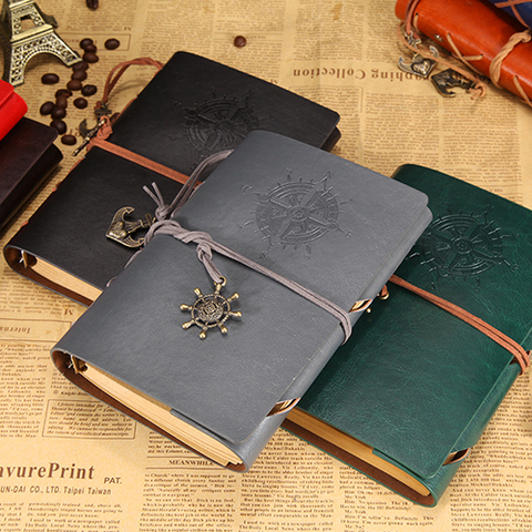 RuiZe leather spiral notebook diary nautical journal travelers notebook A5 A6 A7 blank pages kraft paper note book with case ► Photo 1/6