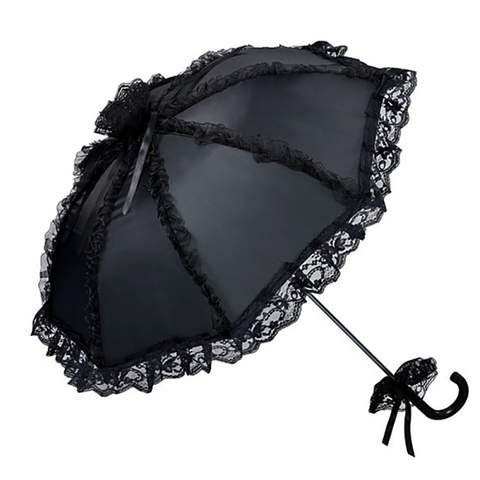 Free Shipping Outdoor Party Men's Black Color Gothic Lace Umbrella Black Wedding Sun Umbrella Lolita Black Umbrella ► Photo 1/6