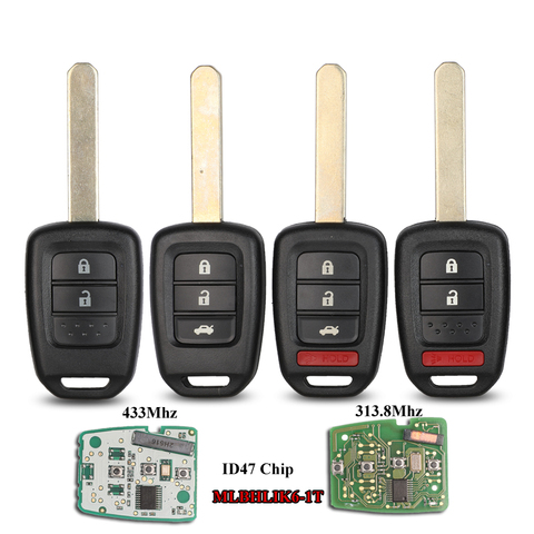 jingyuqin 2/3/4 BTN Car Key Fob PCF7961 Chip Remote Key Fob For Honda 2013-2015 CRV 2013-2017 Accord Civic Fit MLBHLIK6-1T ID47 ► Photo 1/5