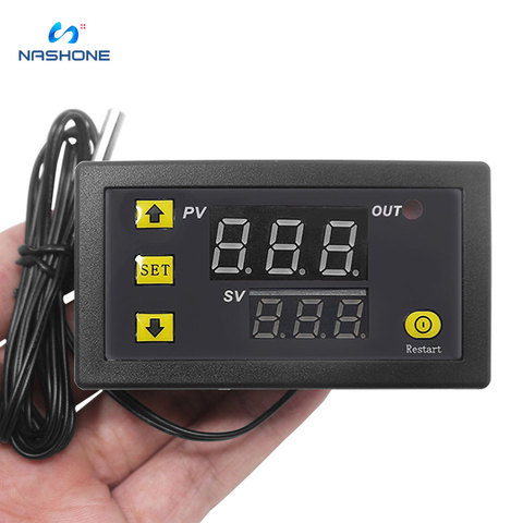 Nashone Digital Temperature Controller With Heating Cooling Control Instrument LED Display AC 110 220V DC 12V 24V 20A Thermostat ► Photo 1/6