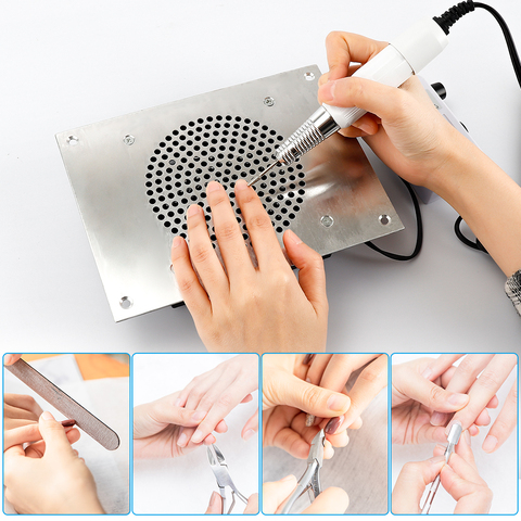 Desk Nail Dust Collector Nail Art Nails Machine Manicure Tools Equipment Nail Pedicure Art Vacuum Cleaner with Collecting Bag ► Photo 1/6