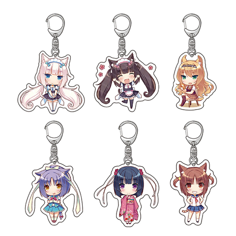 Animation Game Nekopara Keychain Super Cute Anime Girls Cat Chocolat Vanilla Twin Sisters Acrylic Figures Pendant Key Ring Gift ► Photo 1/6