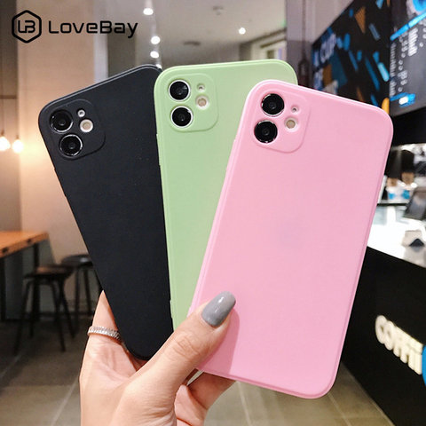 Lovebay New Silicone Candy Color Phone Case For iPhone 11 12 Pro X XR XS Max 8 7 6s Plus SE 2022 Lens Protection Soft Back Cover ► Photo 1/6