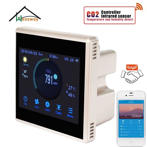 HESSWAY TUYA Nather NDIR CO2 detector wifi regulator air quality  for hospitals schools home ► Photo 1/6