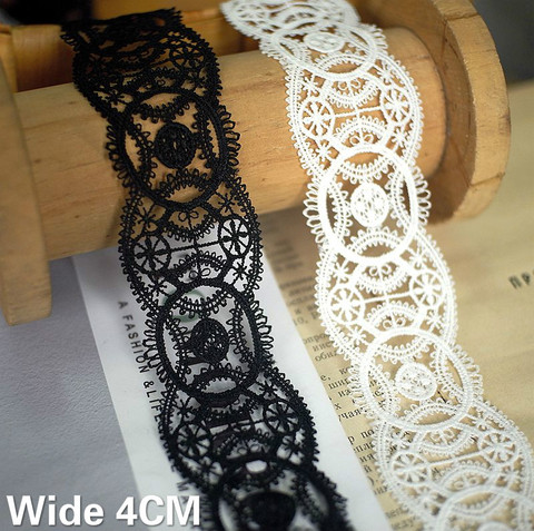 4CM Wide White Black Embroidered Guipure Lace Ribbon Collar Neckline Cuffs Trimming  DIY Material Sewing Patchwork Decoration ► Photo 1/6