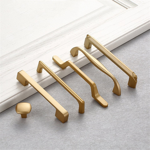 KK&FING European Aluminum Alloy Gold Cabinet Handles Drawer Knobs Kitchen Cupboard Wardrobe Door Pulls Furniture Handle Hardware ► Photo 1/6