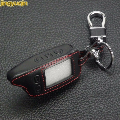 Jingyuqin 5 Buttons Leather Car Key Chain Key Cover Bag For Tomahawk TW9010 TW-9030 TW-9020 Control Keychain,TW 9010 9030 9020 ► Photo 1/4