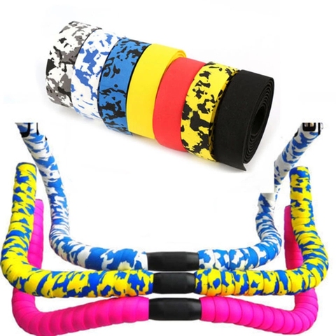 2Pcs Road Bike Bicycle Handlebar tape Camouflage Cycling Handle Belt Cork Wrap with Bar Plugs 6 Colors ► Photo 1/6